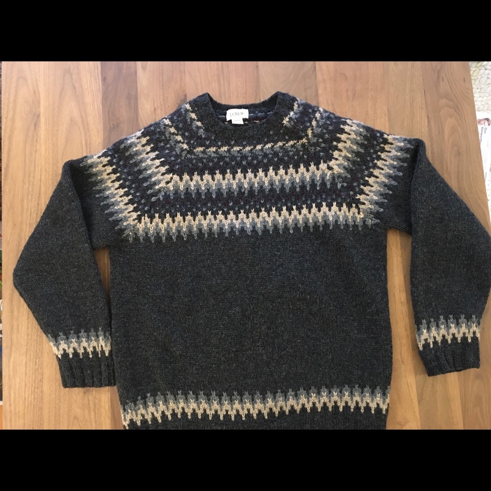 J Crew wool hand knit sweater fair isles